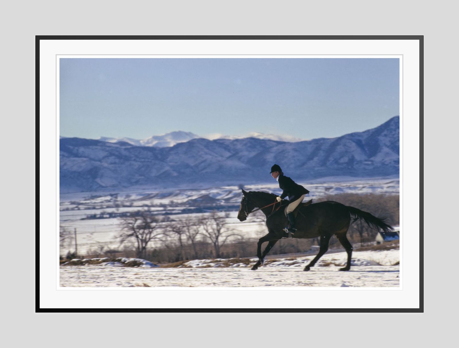 A Horse Ride In The Snow By Toni Frissell Oversize Archival Pigment Print Framed In Black