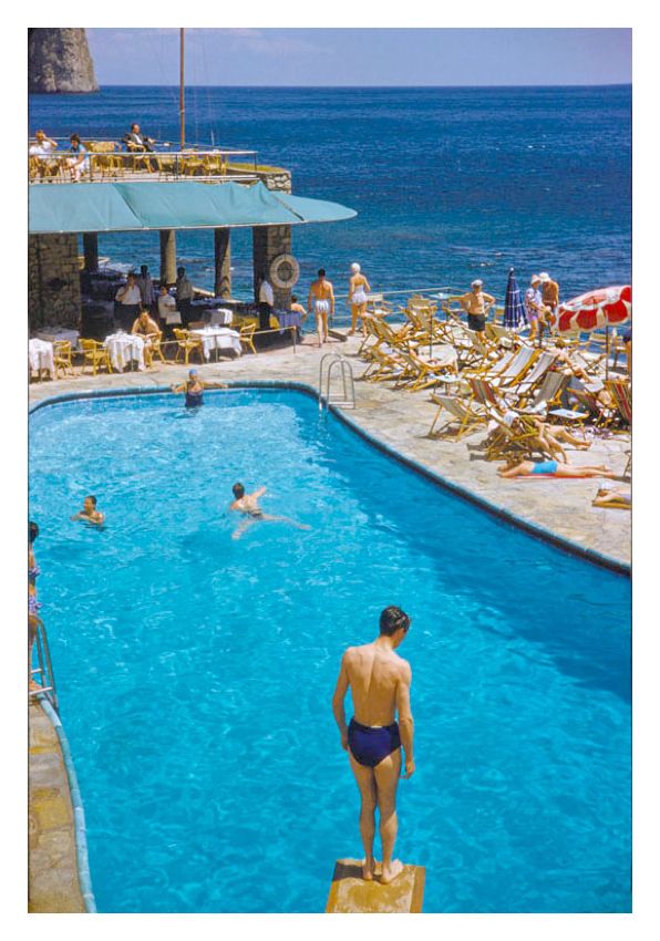 A Pool In Capri By Toni Frissell Oversize Archival Pigment Print Framed In White photo furniture