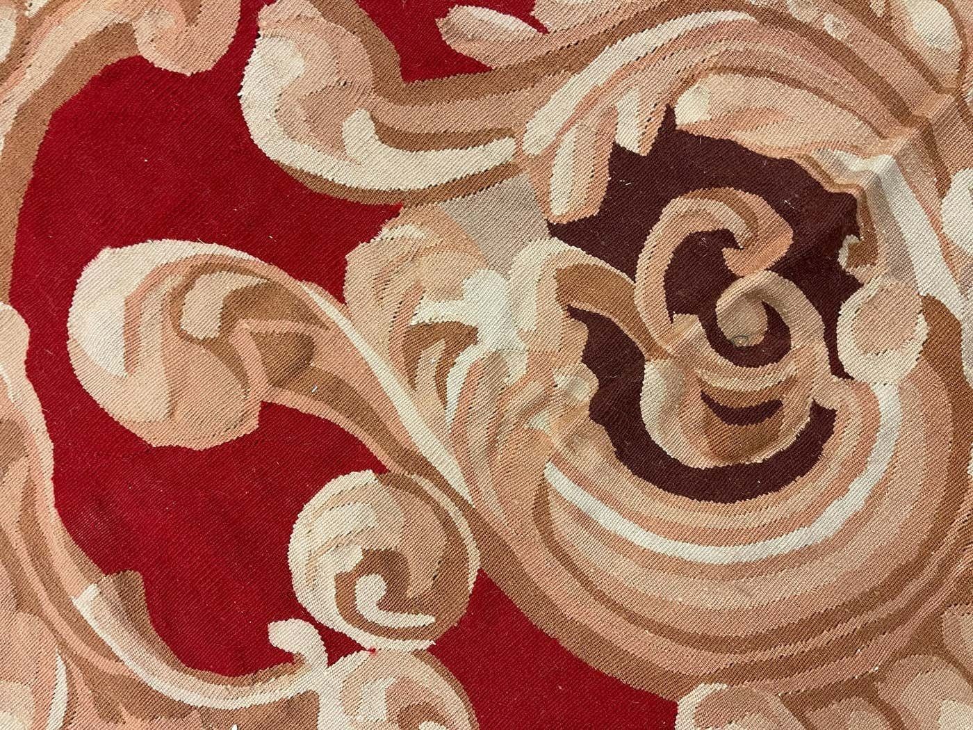 Antique Carpet Burgundy Beige Aubusson Rug, Extra Large Wool Tapestry Rug photo 15900.0