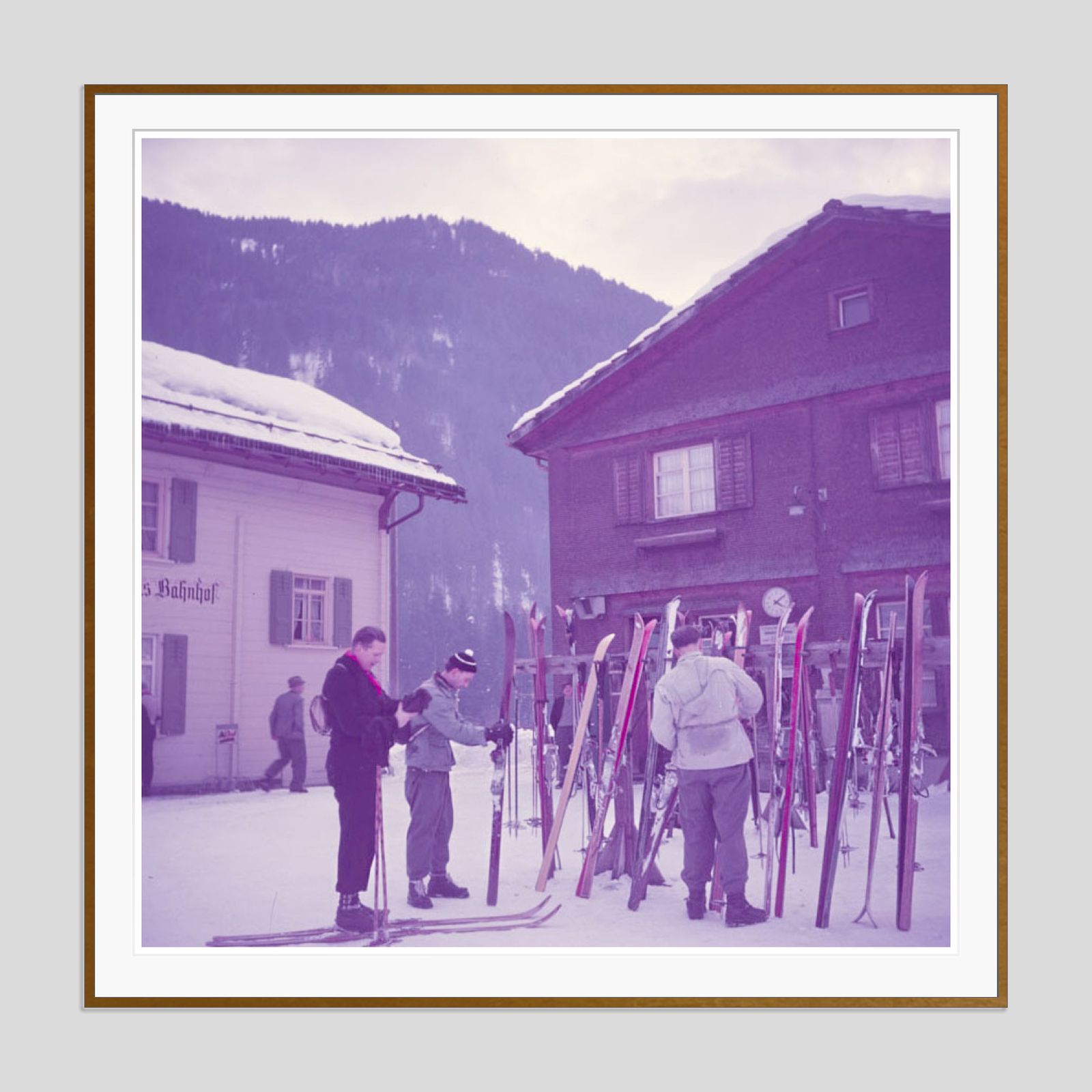Alpine Railway Station By Toni Frissell Oversize Archival Pigment Print Framed In Brown