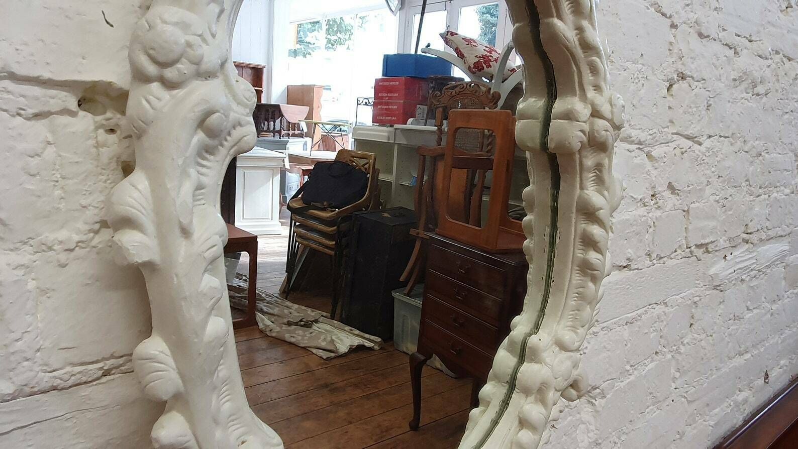 Superb Large Chunky Ornate 60's Plaster Mirror Painted In Farrow And Ball Mirror photo Home Decor