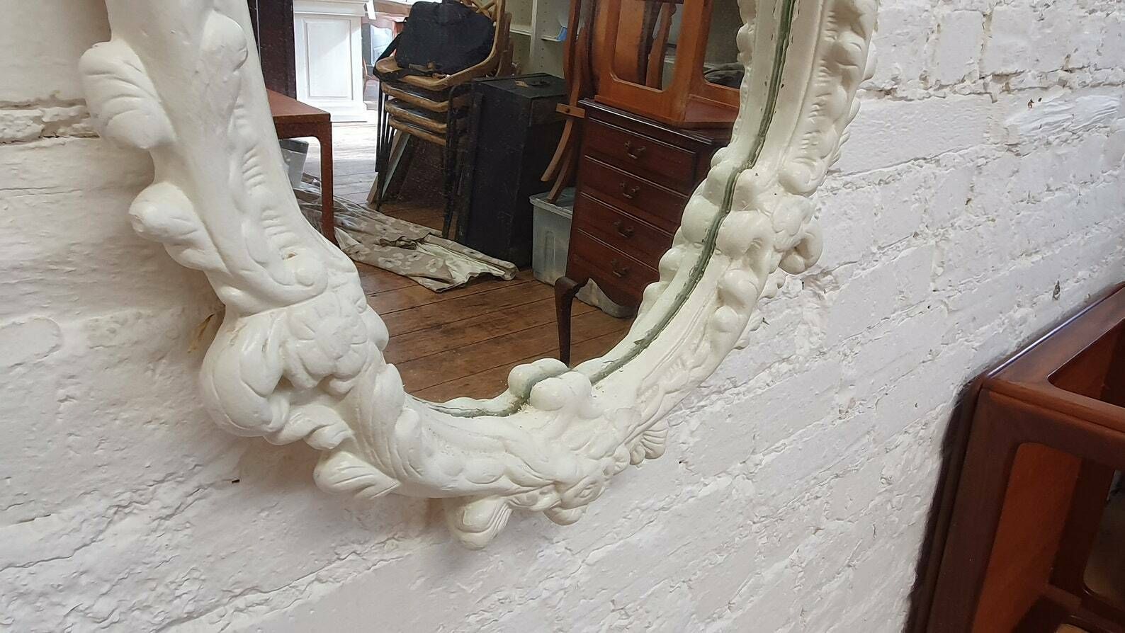 Superb Large Chunky Ornate 60's Plaster Mirror Painted In Farrow And Ball Mirror photo 145.0