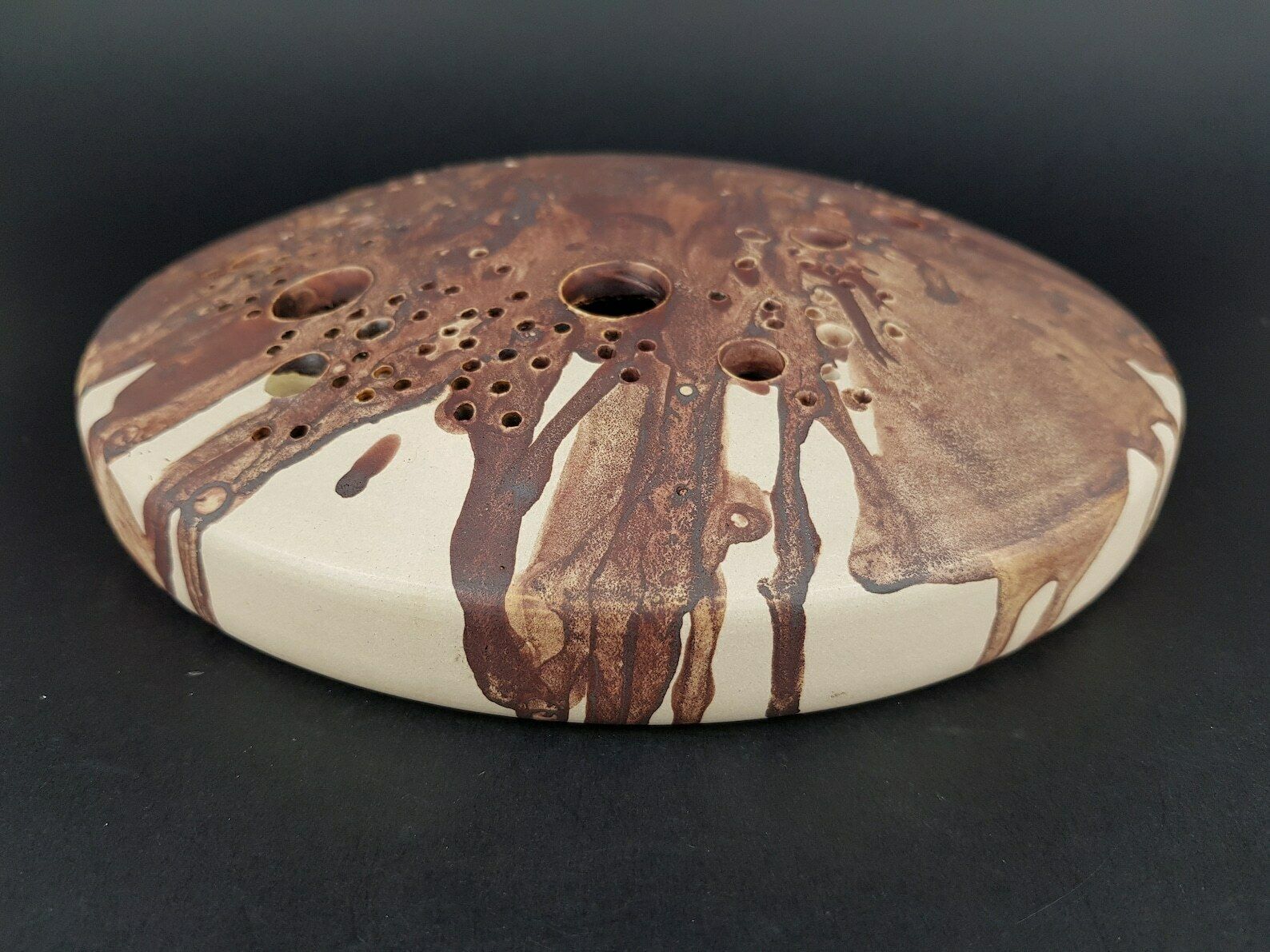 Vintage Heinz Theo Dietz Studio Art Pottery Solifleur Disk Vase From Königswinter West Germany 1960s photo Home Decor