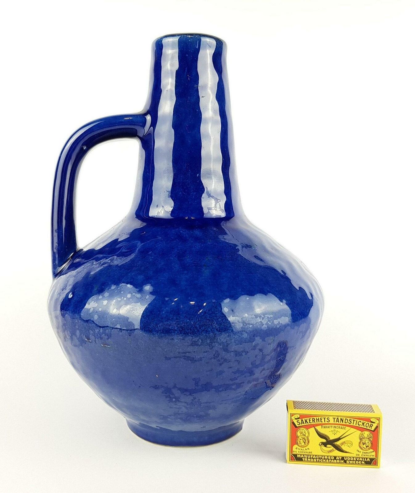 Vintage Blue Carstens Keramik Fat Lava Vase By Gerda Heuckeroth West German Pottery 1960s photo furniture