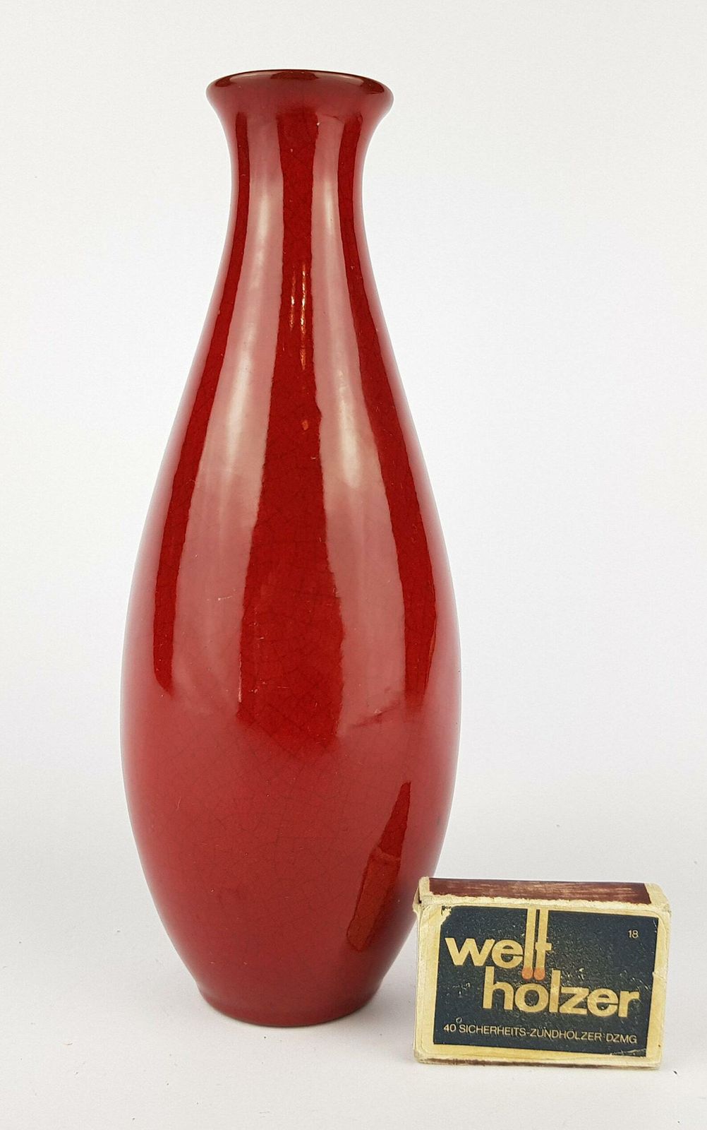 Vintage Maria Laach Keramik Red Craquelé Fat Lava Vase West German Pottery 1960 70s photo furniture