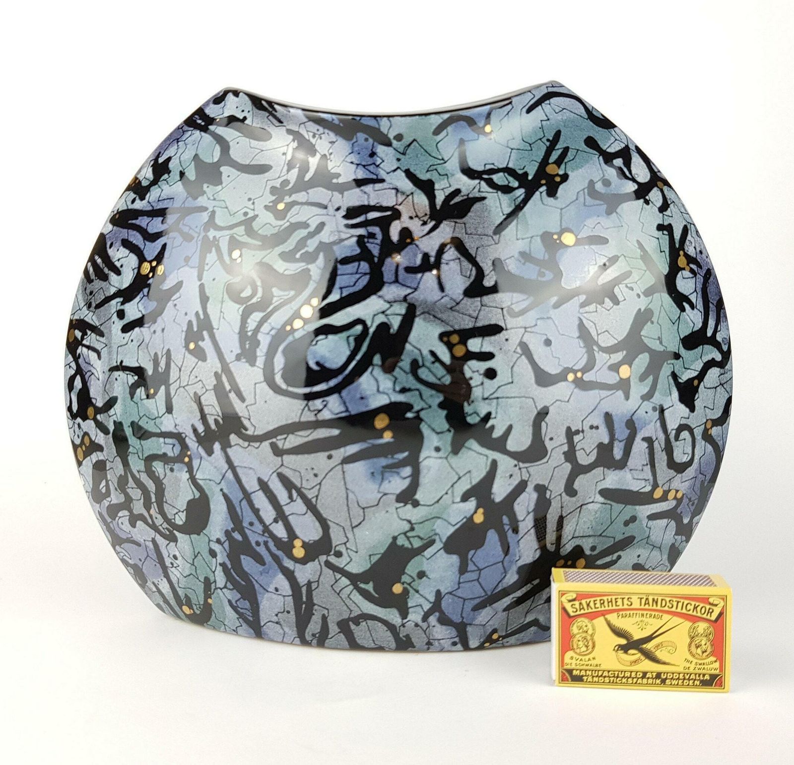 Vintage Xl Steuler Keramik Blue And Green Fish Mouth Vase West German Pottery 1980s photo furniture