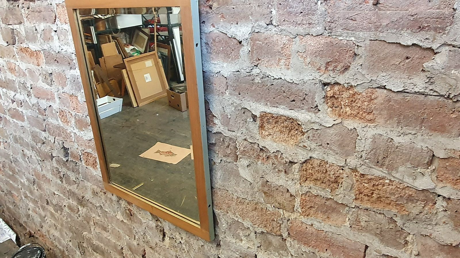 Large Bevelled Satin Wood Mirror Part Painted 1900’s Wall Décor Interior Home And Garden photo vinterior
