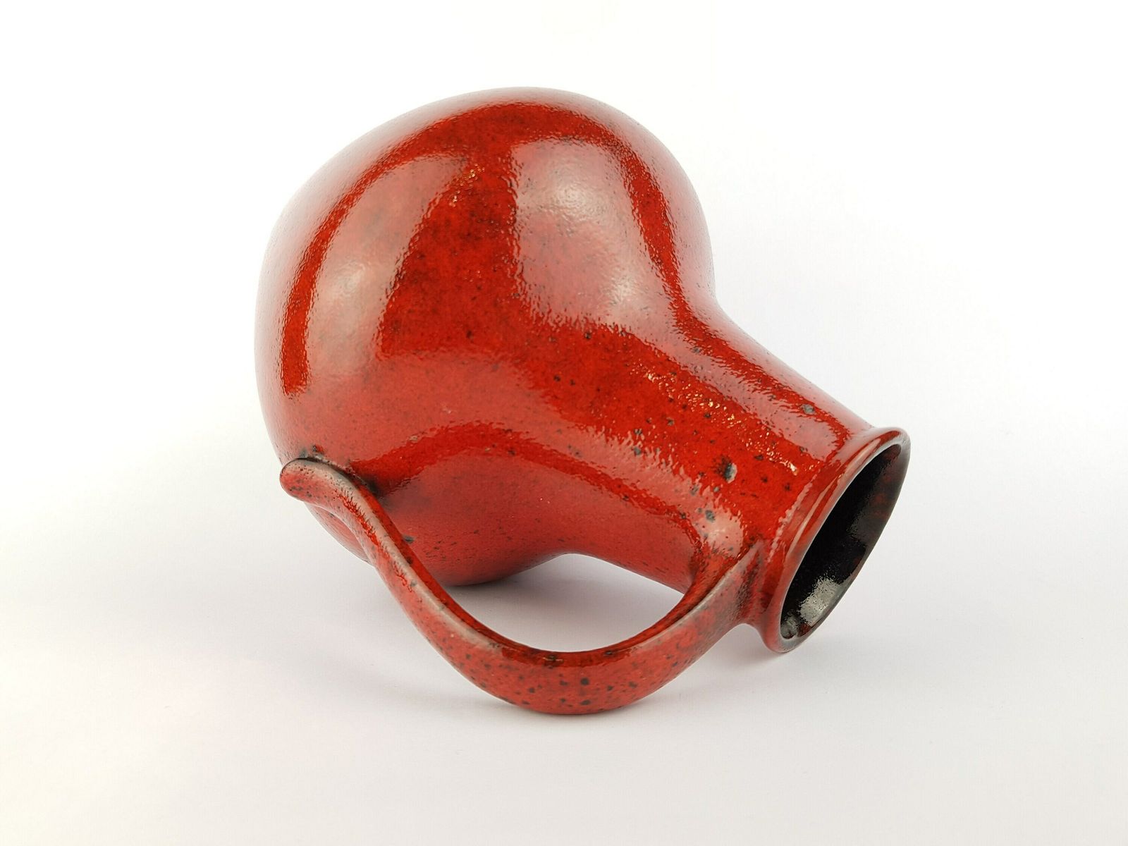 Vintage Dumler Und Breiden Keramik Glossy Red 313 25 Fat Lava Vase 1970s photo for sale
