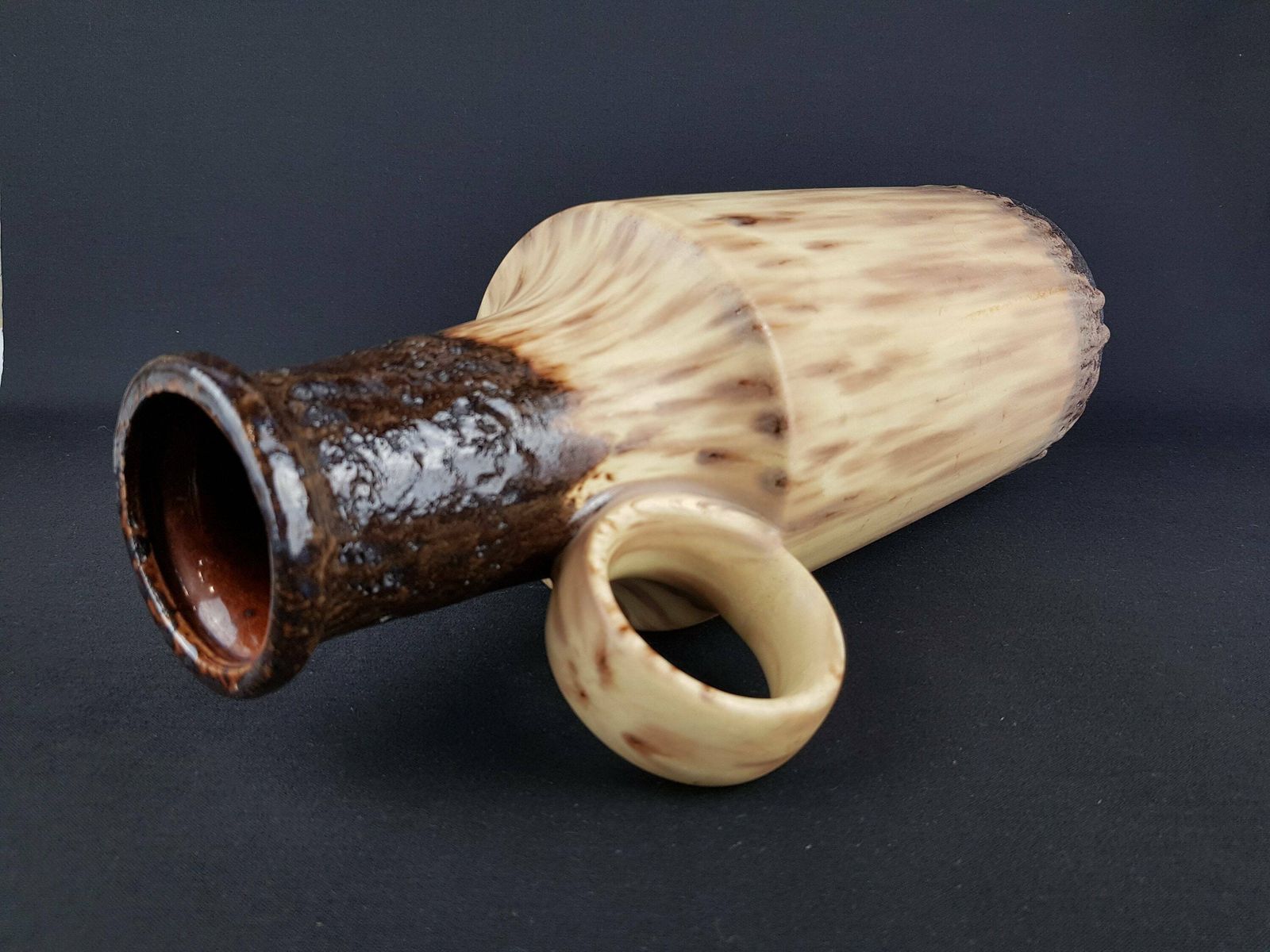Xl Vintage Scheurich Keramik Brown And Beige Fat Lava Handled Vase 412/40 West German Pottery 1970s photo Home Decor