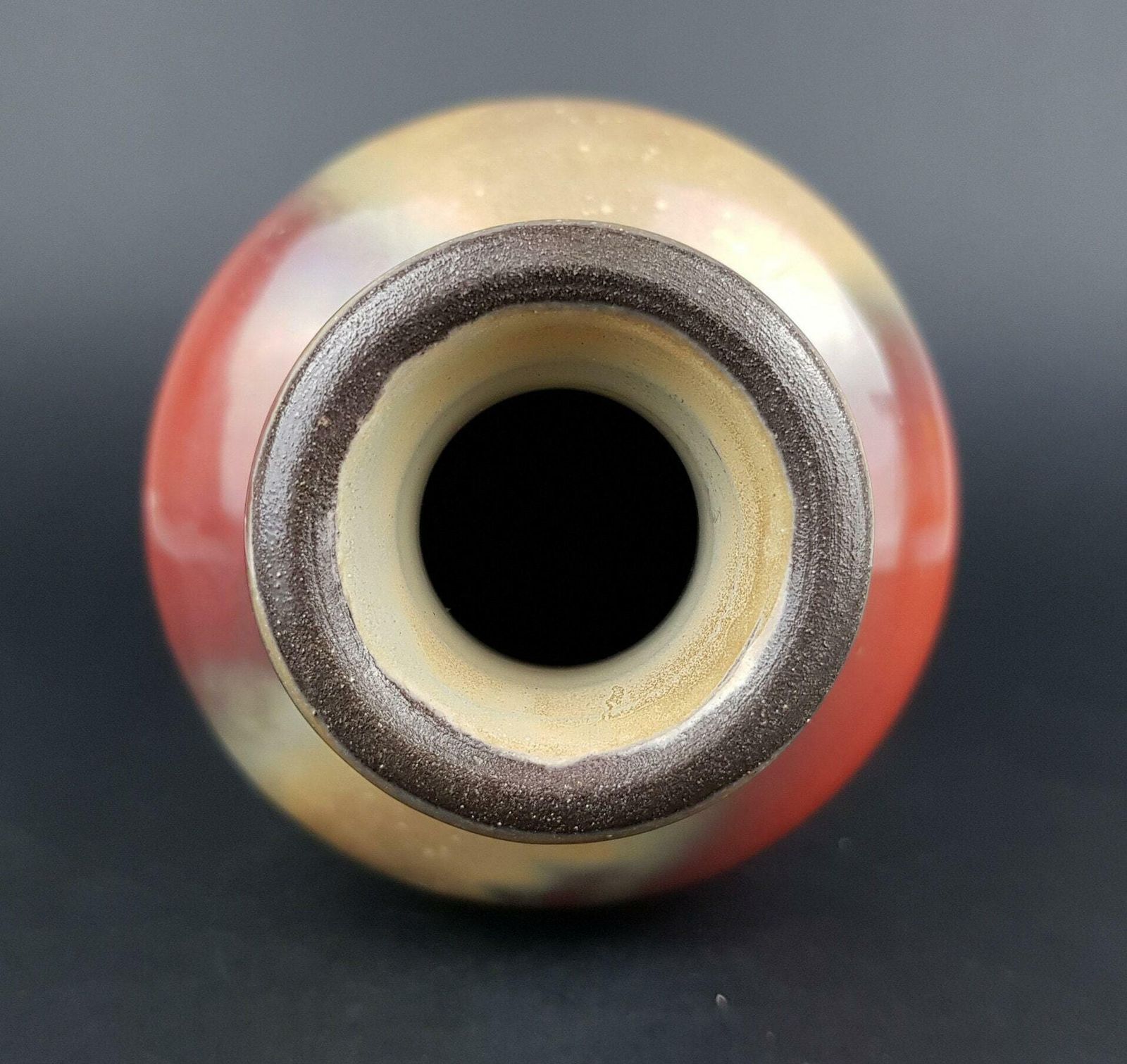 Vintage D.O.K. De Olde Kruyk Beige / Burgundy Ceramic Vase Dutch Pottery 1970s photo Home Decor