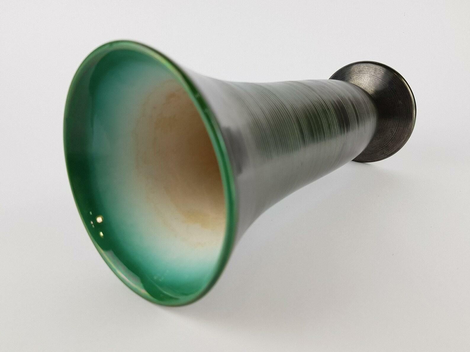 Vintage Black With Turquoise Rim Wachtersbach Keramik Vase Design By Ursula Fesca 1937 Art Deco photo 53.0