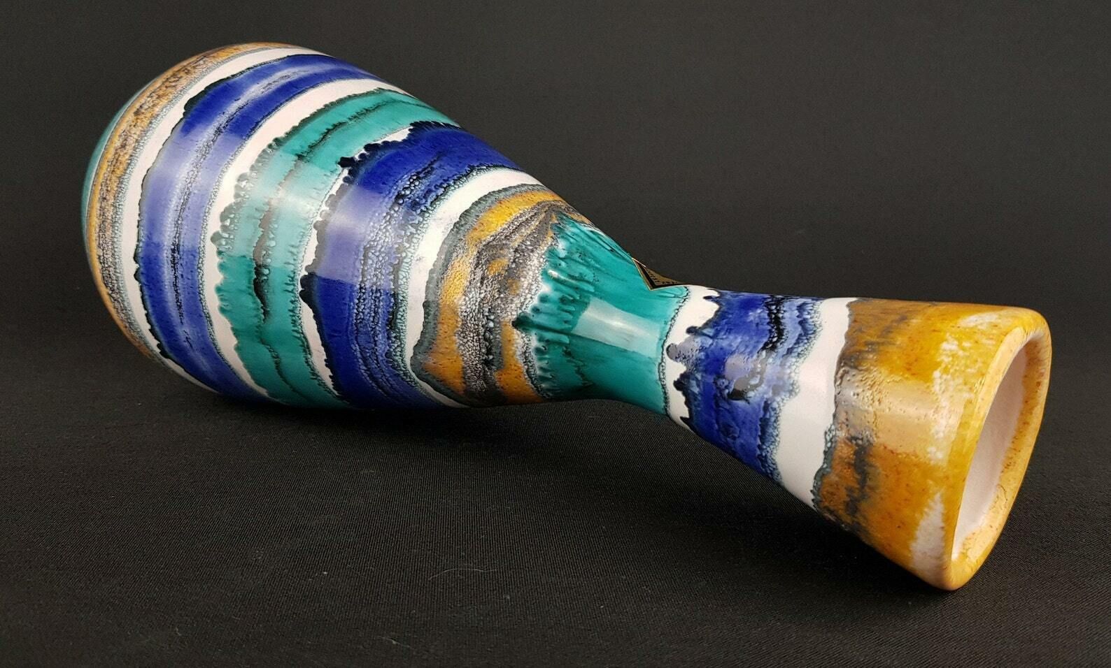 Very Rare Vintage 1970s Iparmuvesz Budapest Hungarian Studio Pottery Art Vase photo for sale