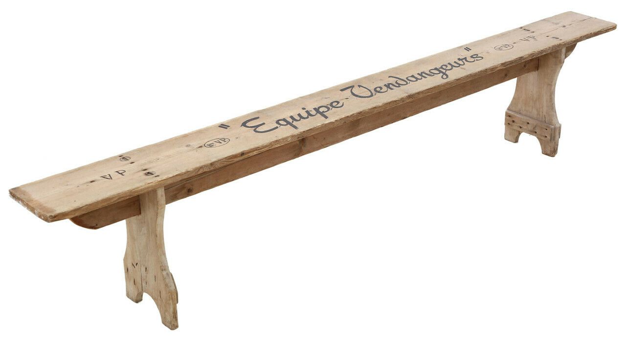 Antique Champagne Grape Picking Tasting Or Garden Dining Bench From Early 20th Century