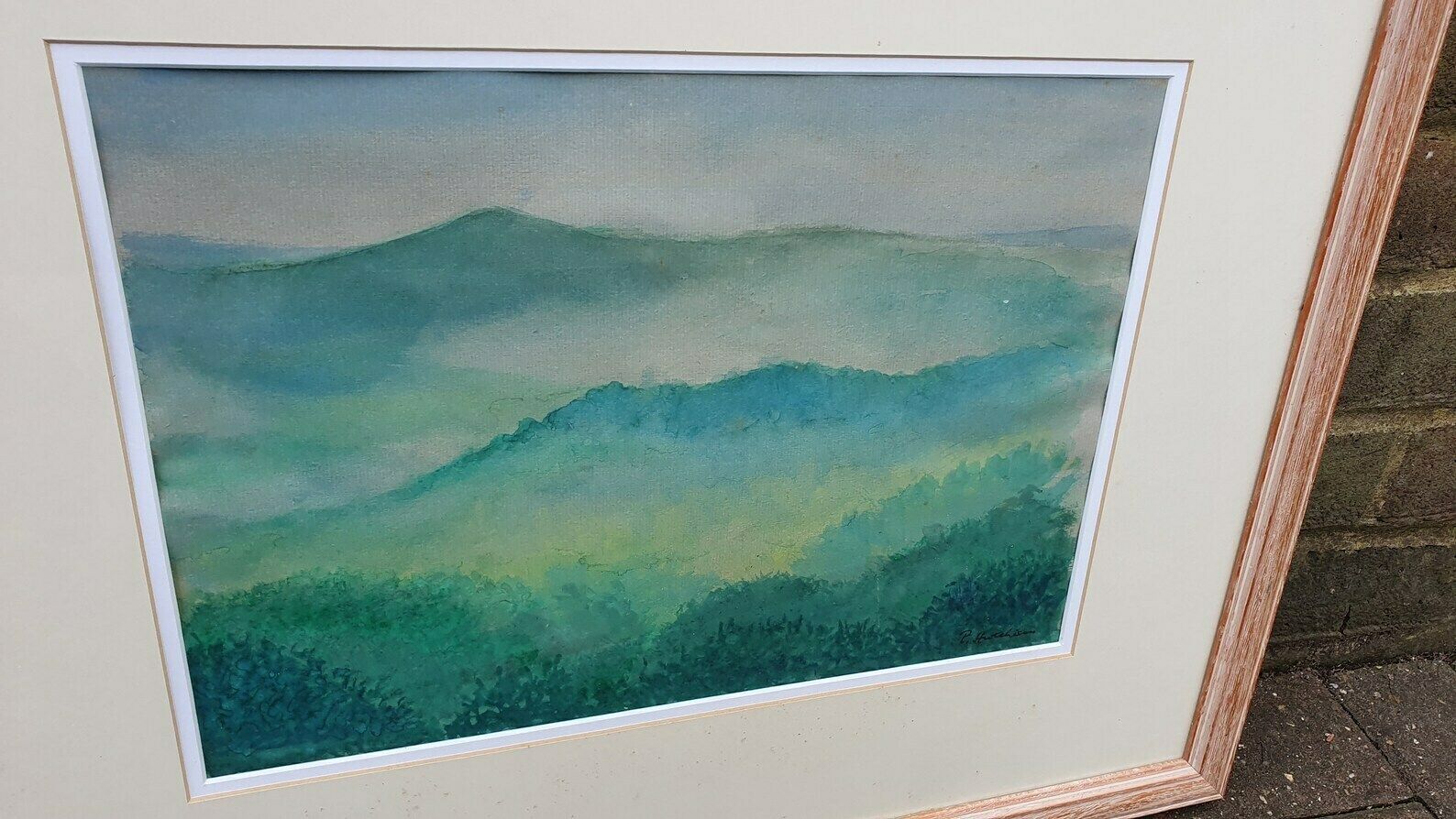 Large Quality Pair Of Landscape Watercolours Vintage British Artwork Signed Impressionist Forest Hills River Countryside Framed photo for sale