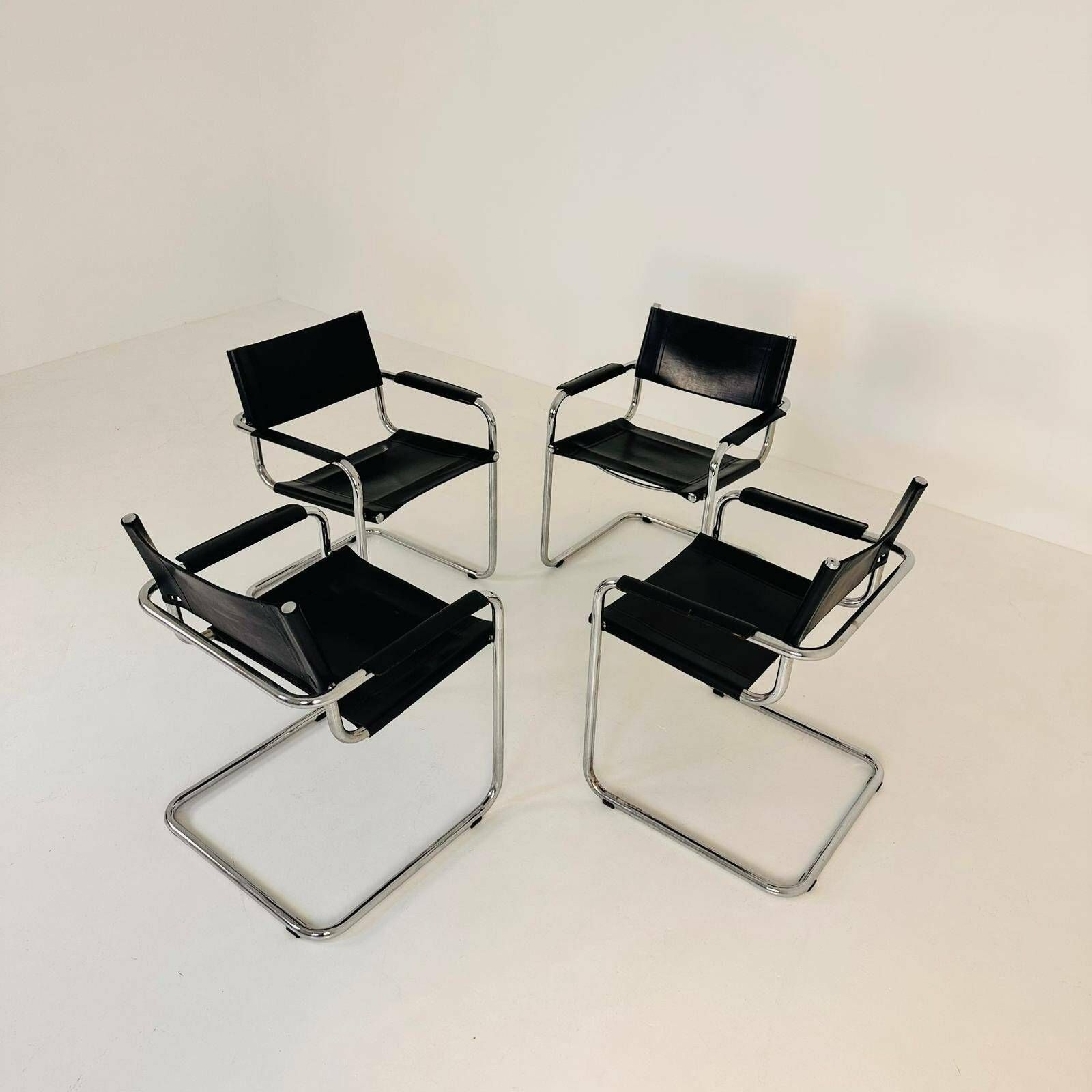 Set Of 4 Model Mg5 Centro Studi Desk Chair By Mart Stam & Marcel Breuer For Matteo Grassi, 1970s photo for sale