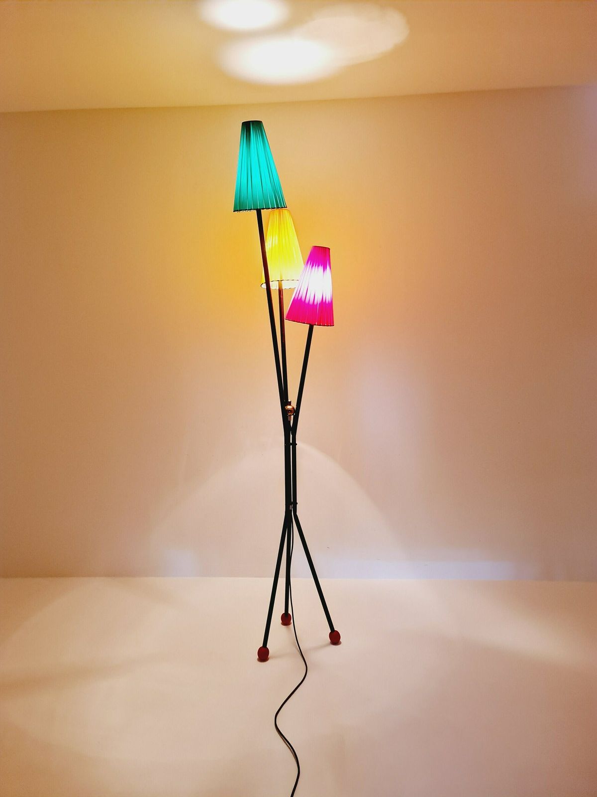Tripod Swedish Vintage Floor Lamp In Metal By Dahlquist & Johansson, 1950s photo vinterior