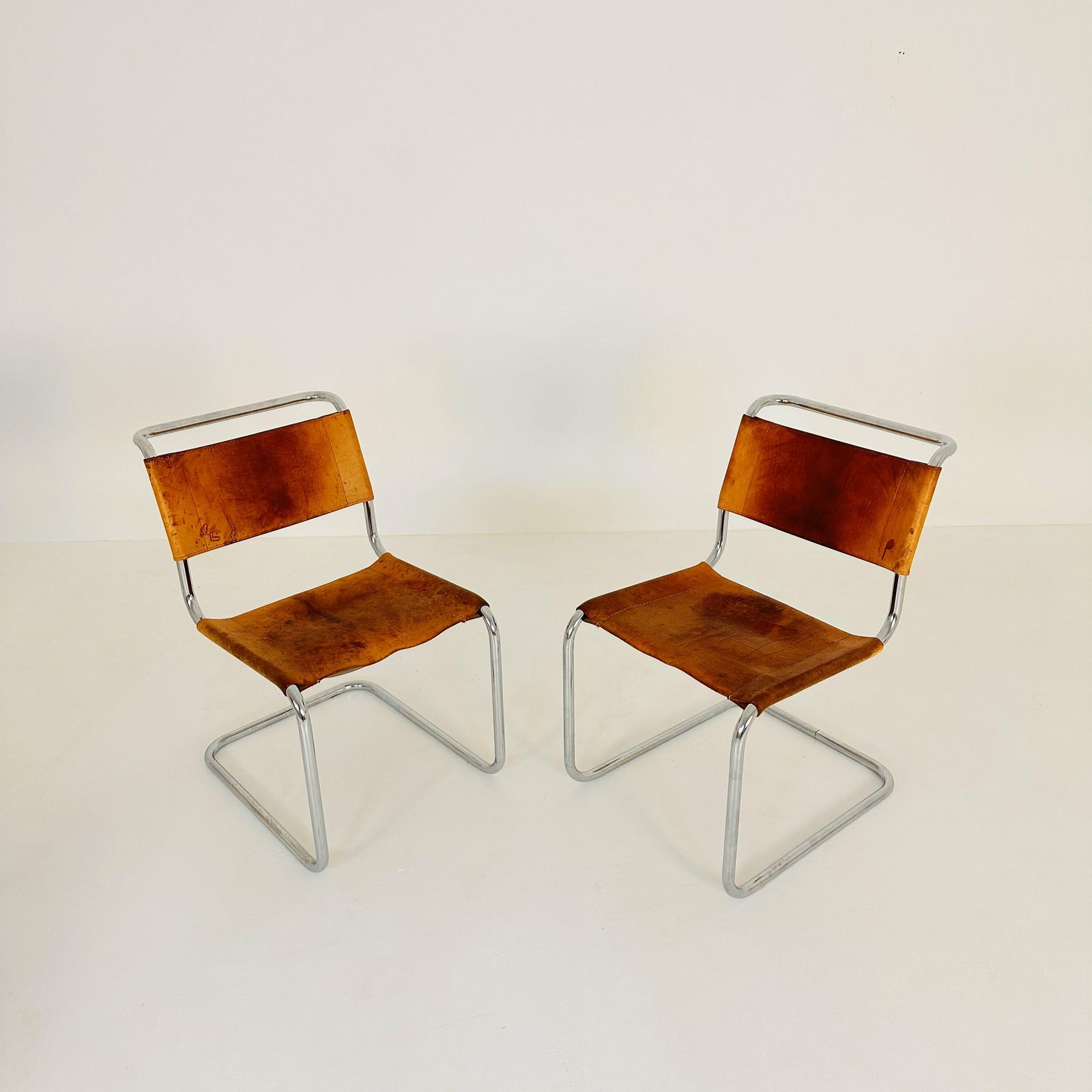 Set Of 4 Mid Century Vintage S33 Cognac Chairs By Mart Stam & Marcel Breuer From Thonet 1980s photo buy