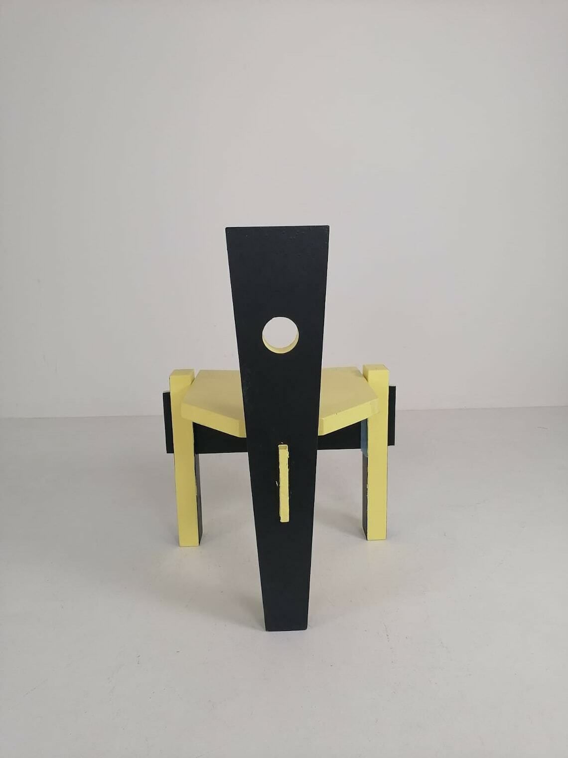 Postmodern Period Yellow Black High Back Chair photo furniture
