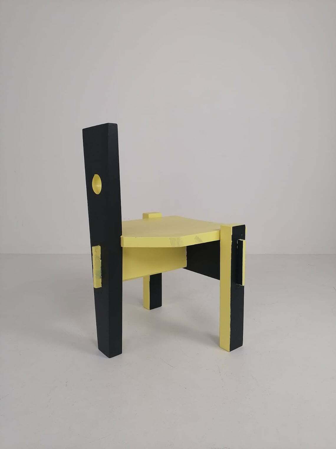Postmodern Period Yellow Black High Back Chair photo for sale