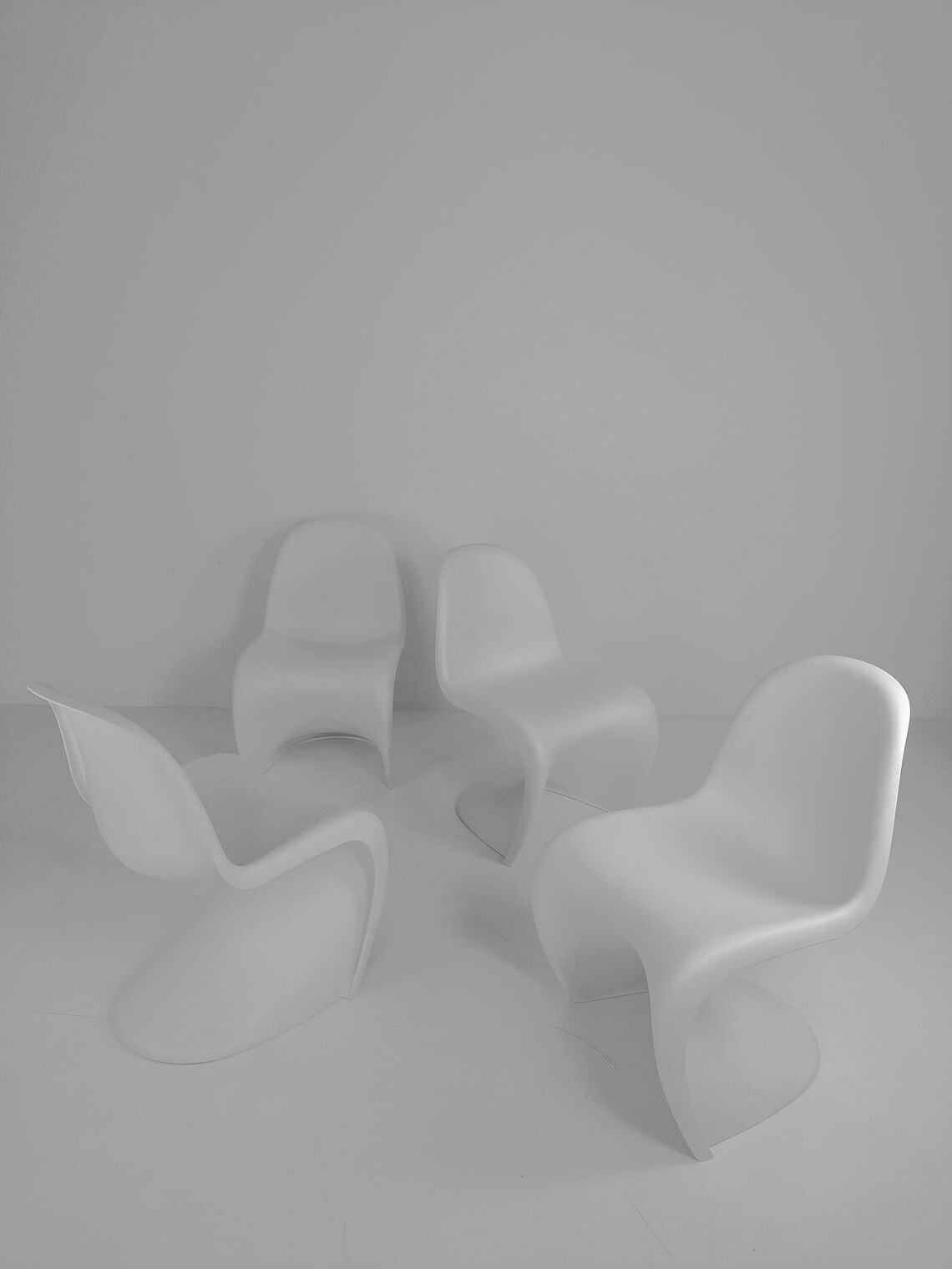 4 X Verner Panton Chairs In White From Vitra Germany photo for sale