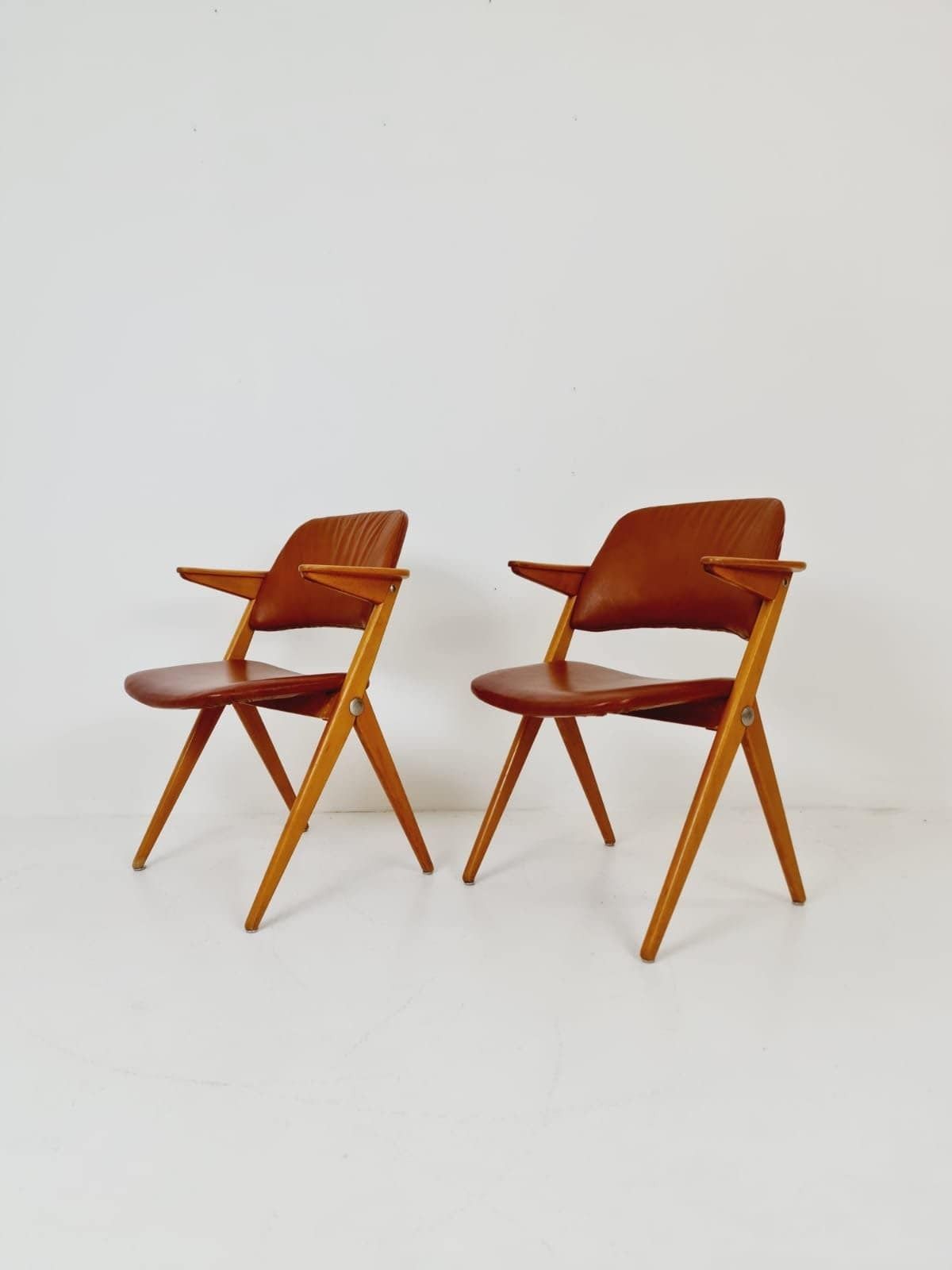Swedish Midcentury Beech & Leather Armchair Triva By Bengt Ruda For Nordiska Kompaniet, 1960s, Set Of 2 photo for sale