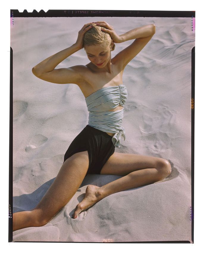 Girl On The Beach By Toni Frissell Oversize Archival Pigment Print Framed In Brown photo furniture