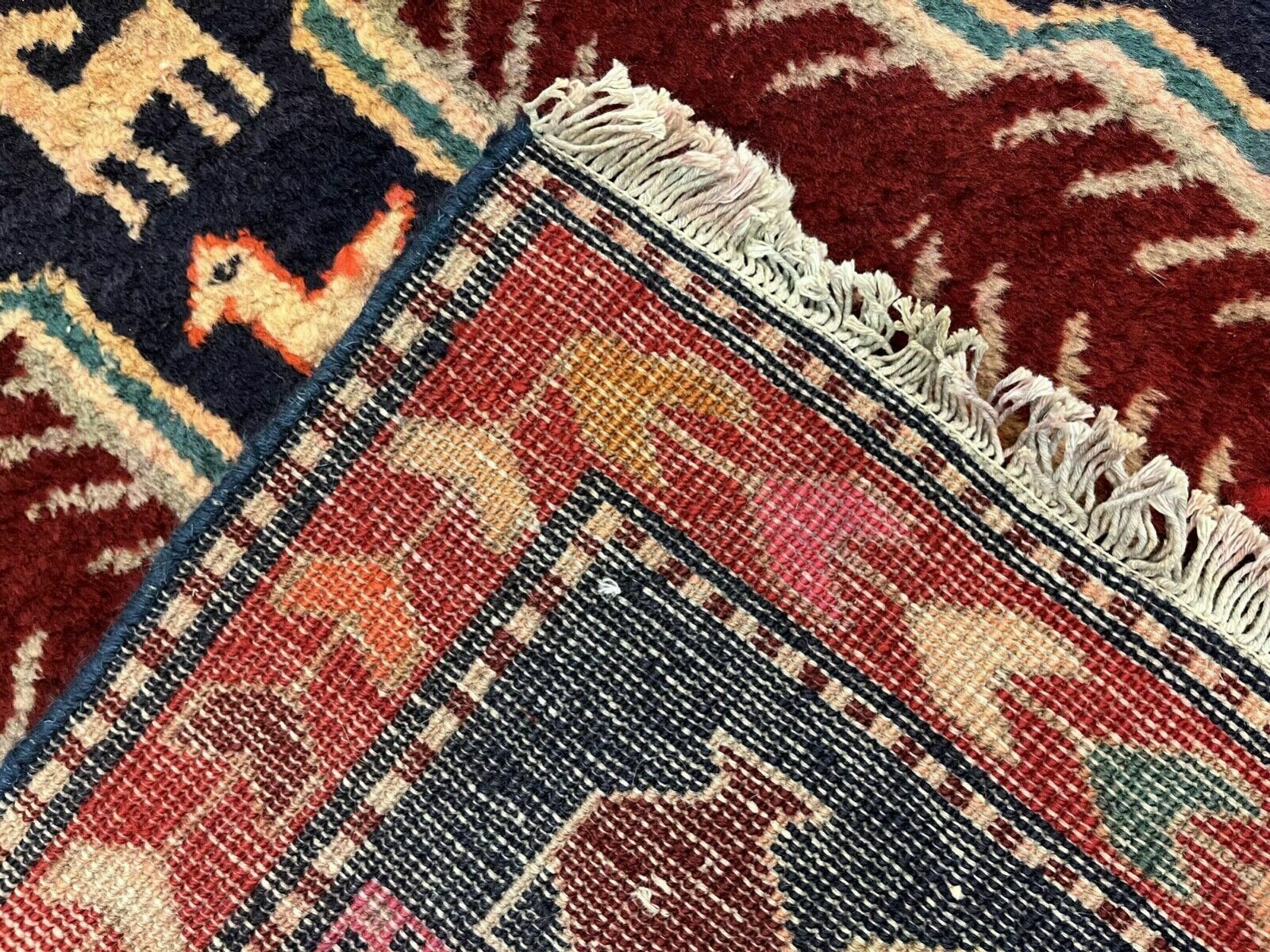 Vintage Runner Rug Long Orange Orange Traditional Wool Tribal Runner photo buy