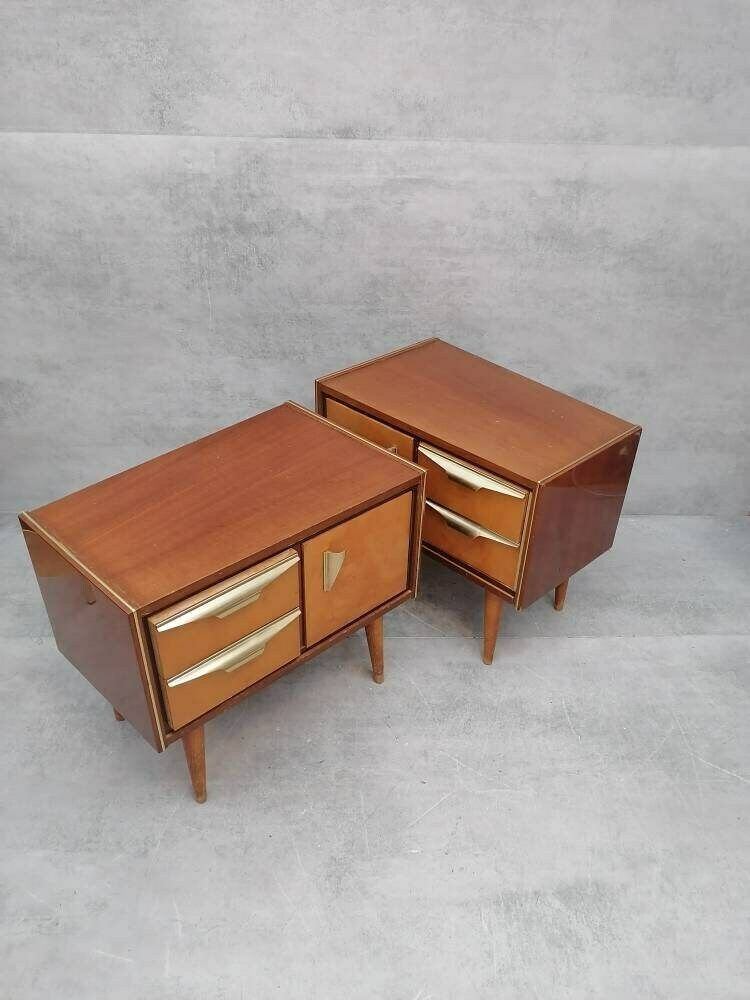 photo furniture A Set Of Mid Century Modern Vintage Maple Wood Bedside Tables Or Small Chests Of Drawers Designed And Manufactured In Italy, Rome, 1960s