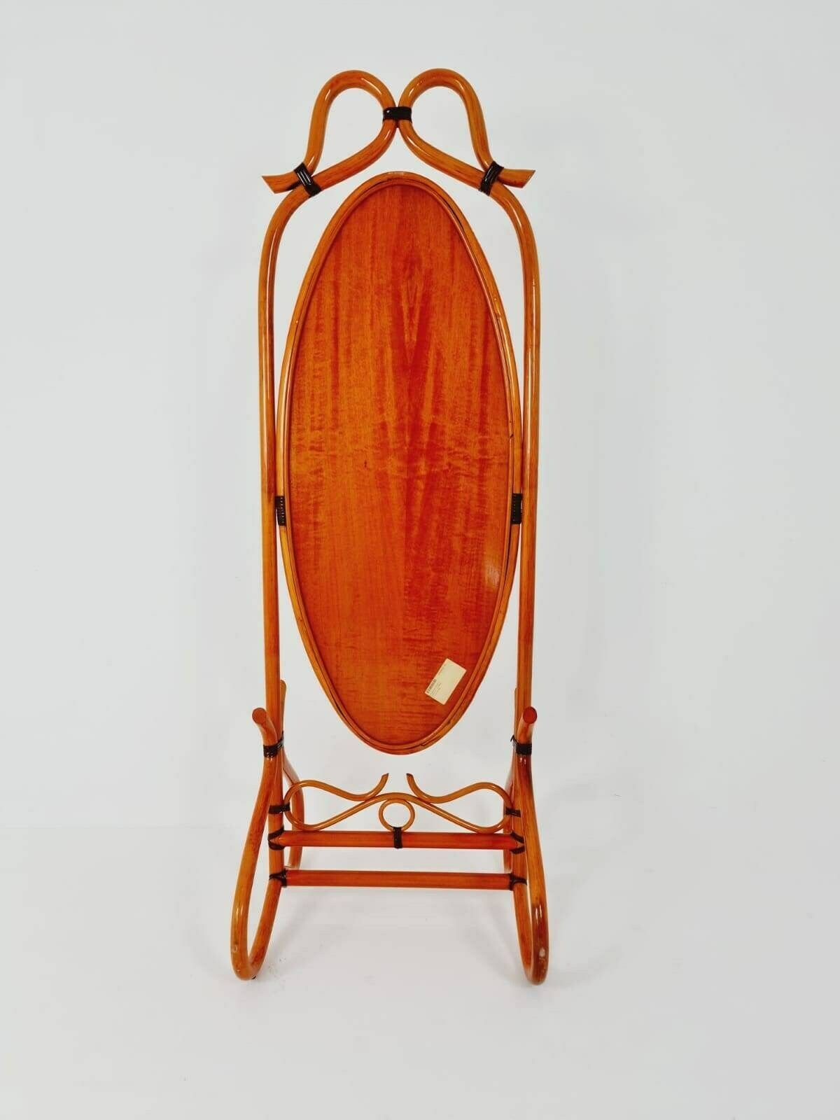 Mid Century French Bentwood And Rattan Floor Mirror 1900s photo for sale