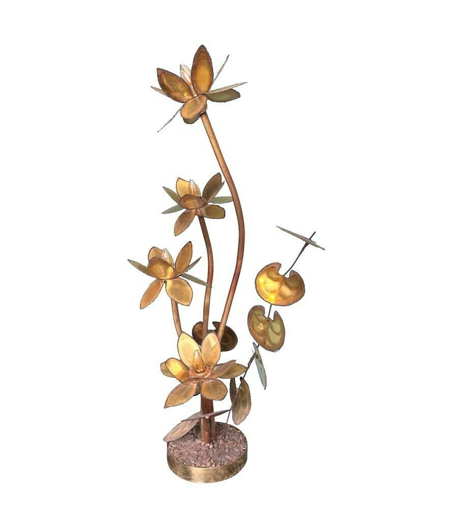 A 1970s French Brass Flower Floor Lamp In The Style Of Maison Jansen