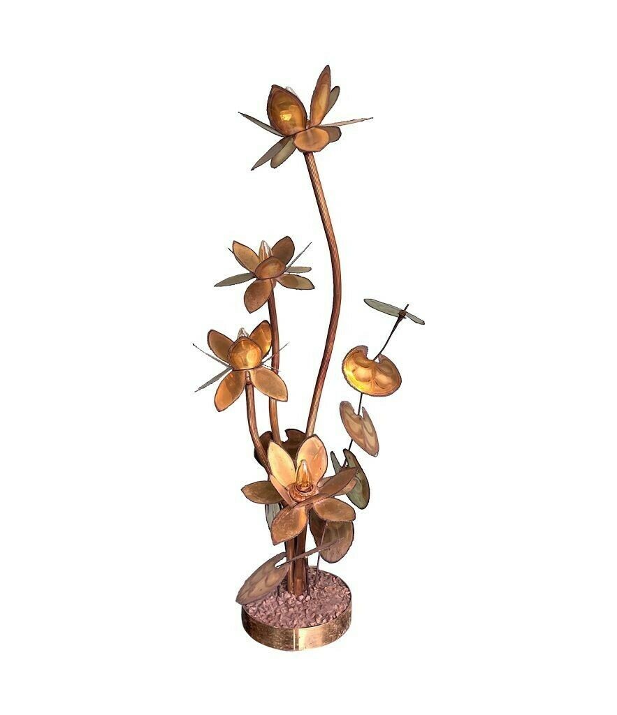 A 1970s French Brass Flower Floor Lamp In The Style Of Maison Jansen photo Lighting