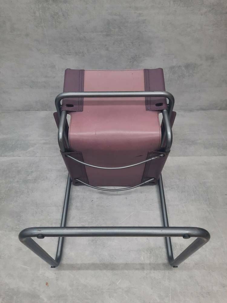 photo furniture 1 Of 3 Matteo Grassi Visitor Chair In Purple Leather 1970s