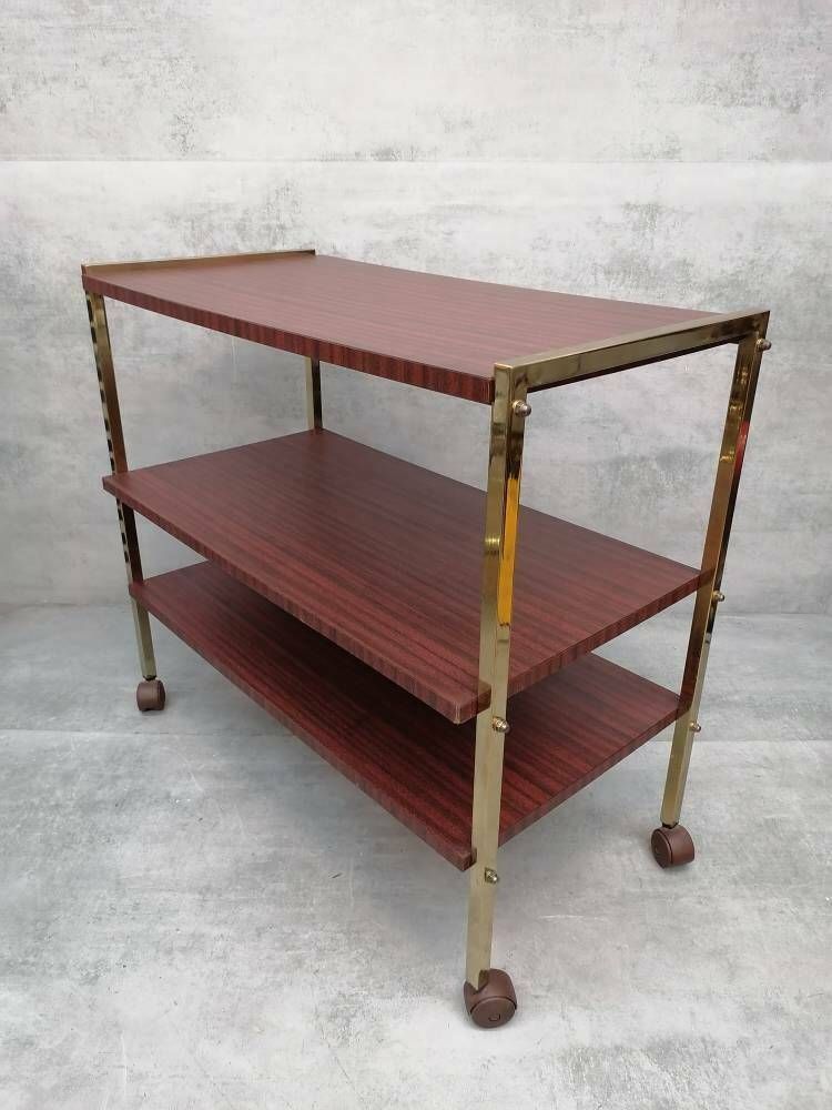 Bauhaus Mid Century Service Cart Table & Trolly 1970s photo vintage