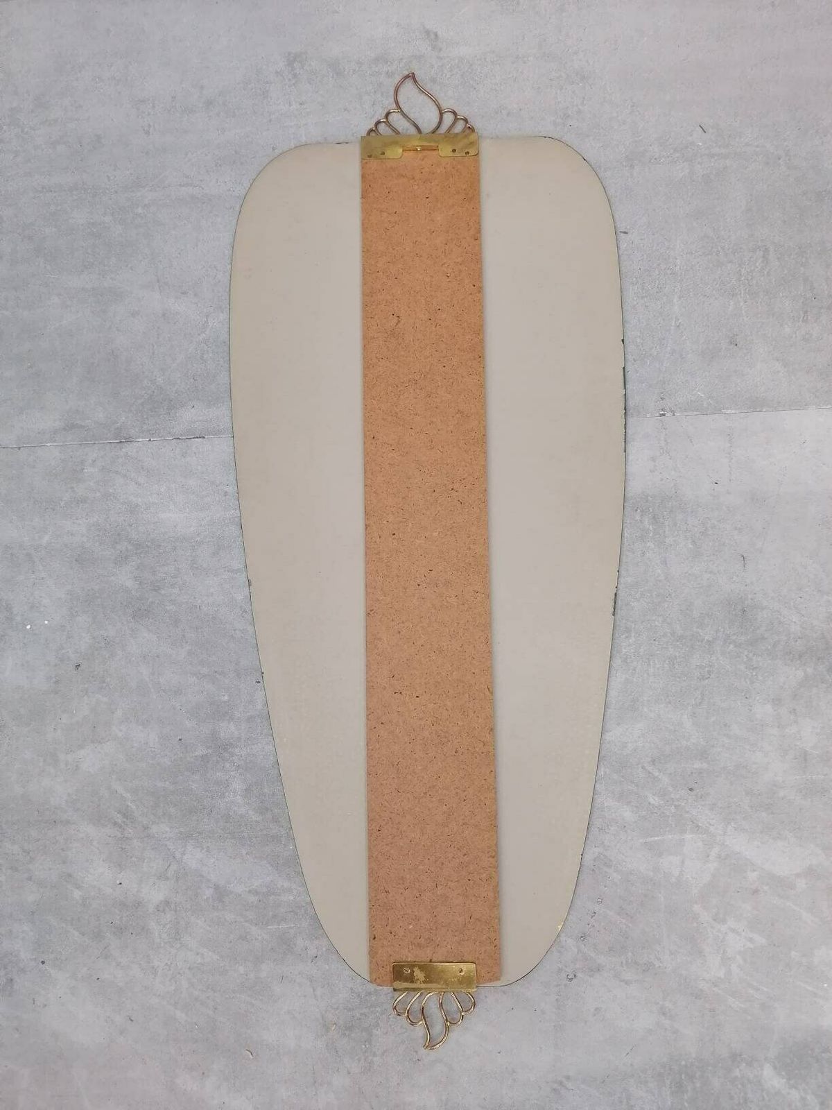 Mid Century Xxl Asymmetric German Brass Original Kidney Wall Mirror From The 60s Model Number 909 photo buy