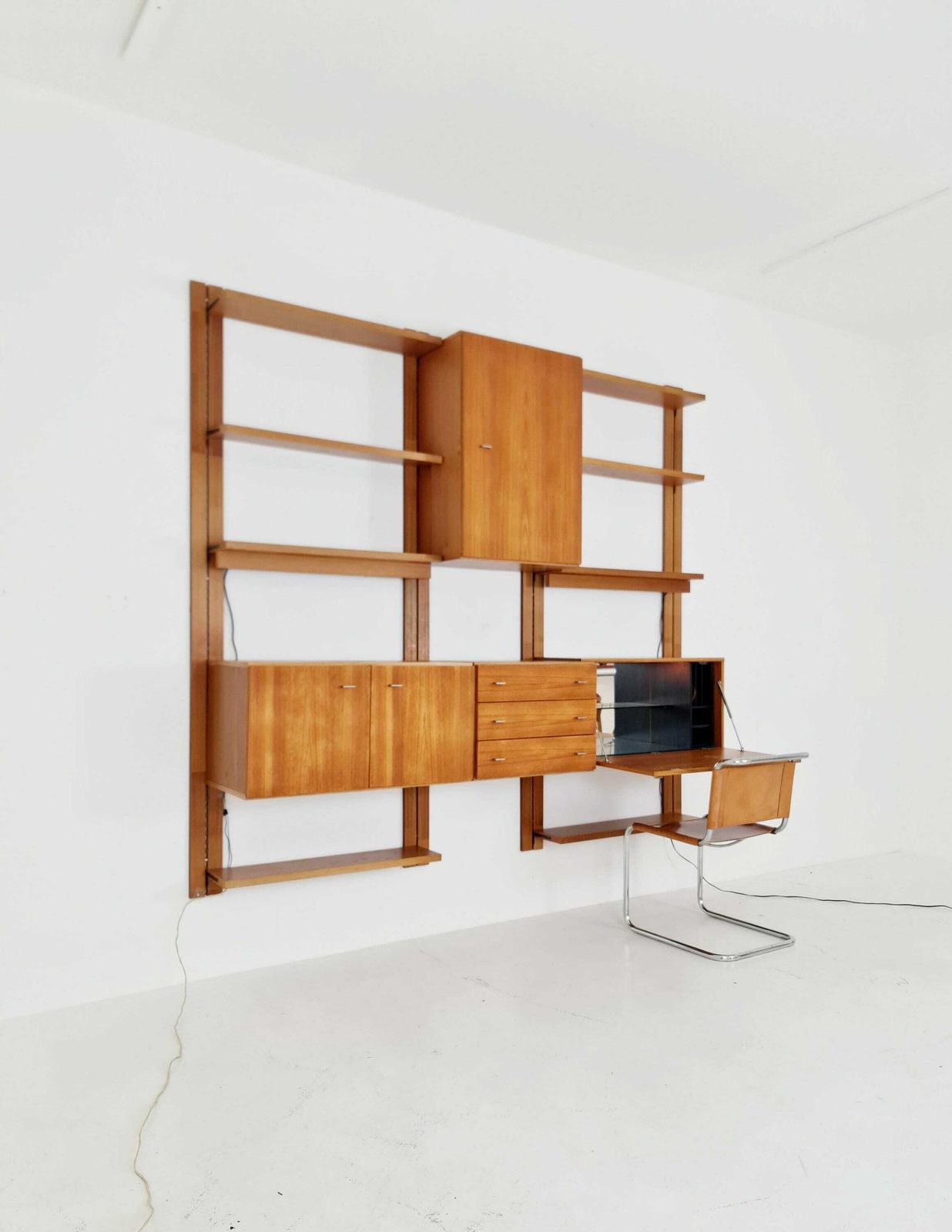Mid Century Modular Teak Wall Shelving Unit By Preil Form, Germany, 1960s