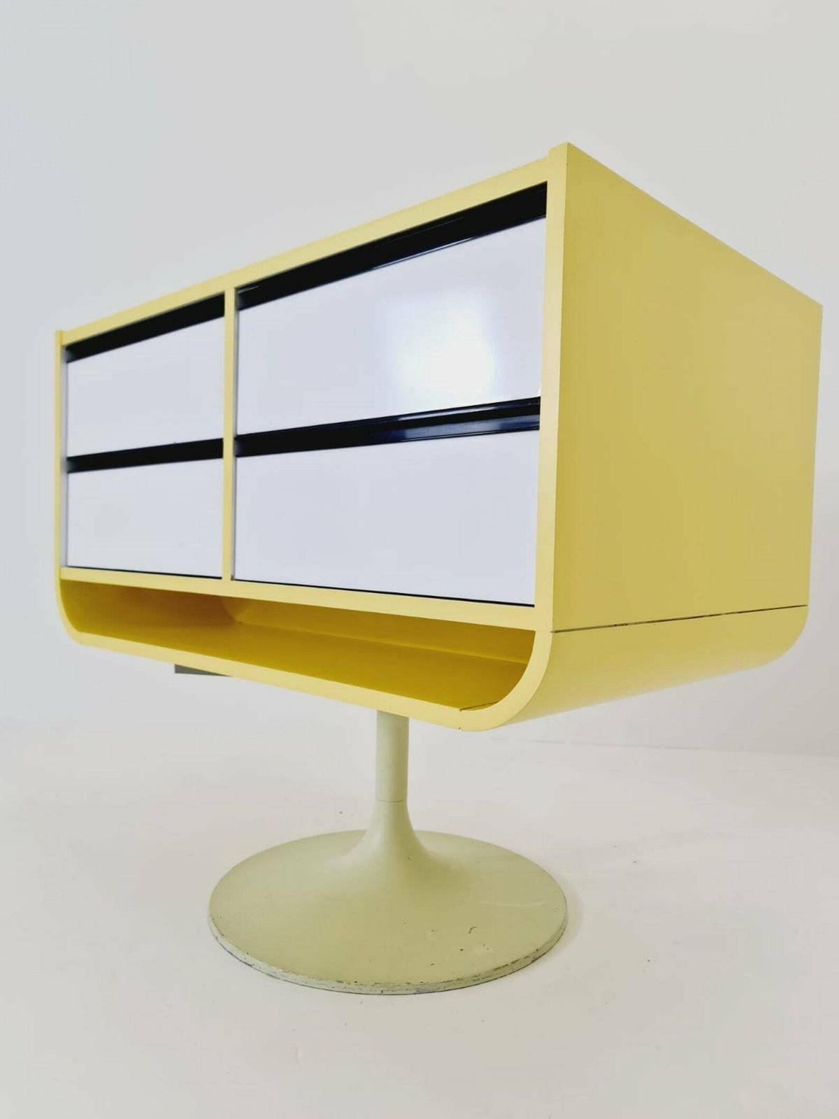 Space Age Mid Century Tulip Show Case Drawers With Glass Front 1970s photo vinterior