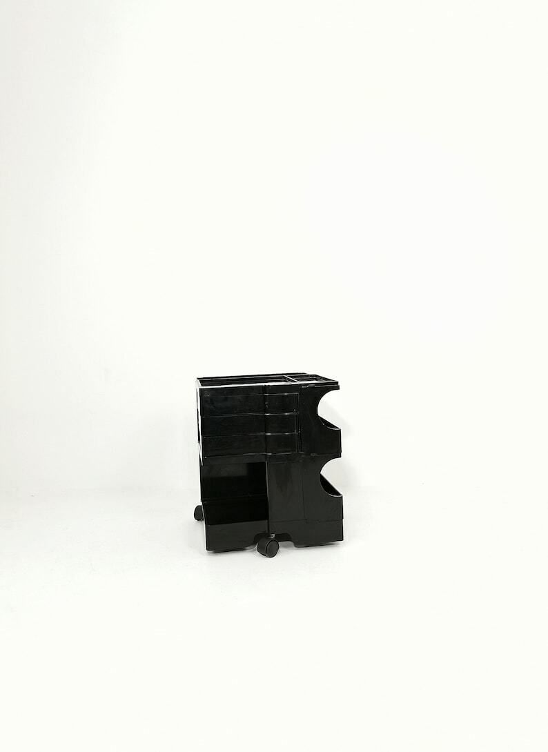 Space Age Black Boby Storage Trolley By Joe Colombo For Bieffeplast Italy 1970s photo for sale