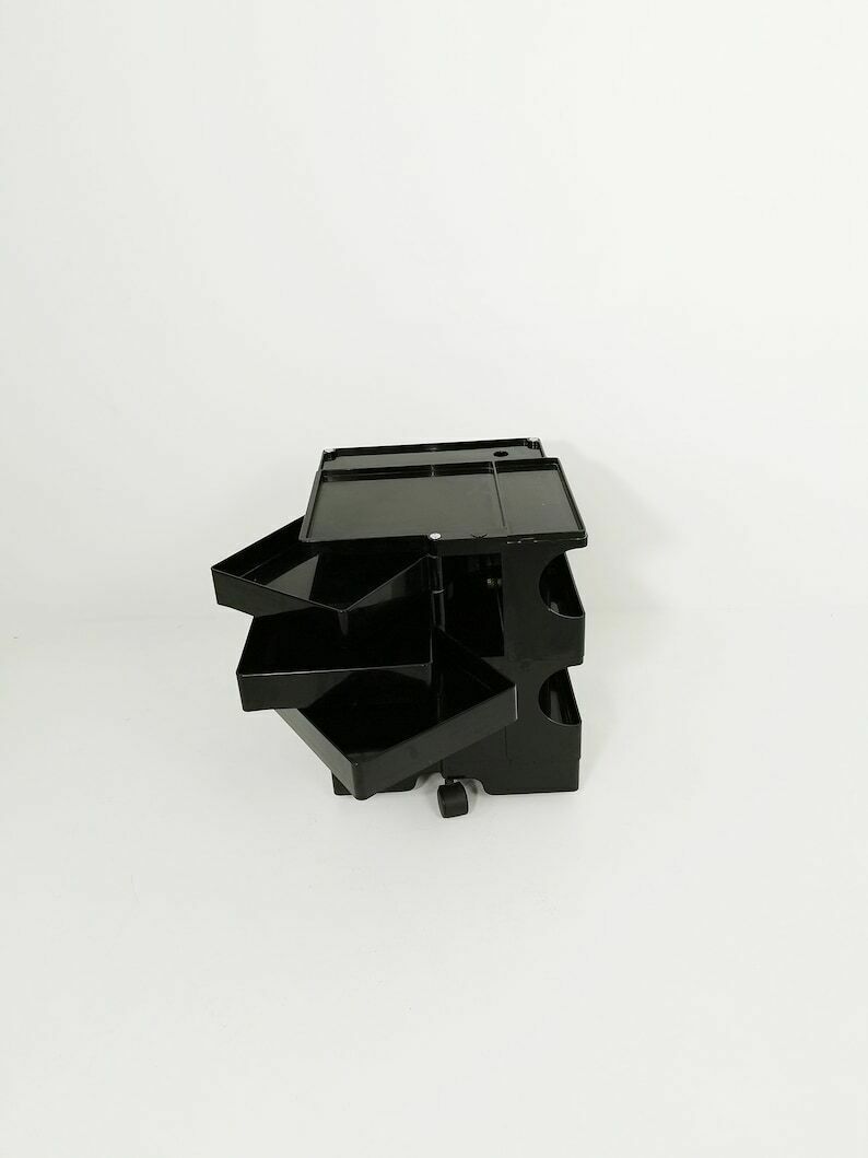 Space Age Black Boby Storage Trolley By Joe Colombo For Bieffeplast Italy 1970s photo Furniture