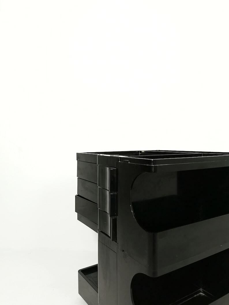 photo furniture Space Age Black Boby Storage Trolley By Joe Colombo For Bieffeplast Italy 1970s