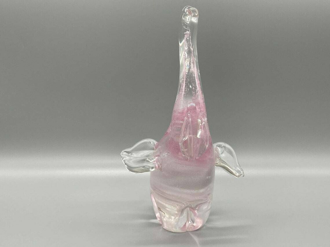 Very Nice Elephant Sculpture With Pink Ticking Sommerso Murano Glass By Archimede Seguso 1950s photo furniture