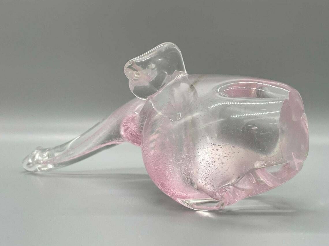 Very Nice Elephant Sculpture With Pink Ticking Sommerso Murano Glass By Archimede Seguso 1950s photo vintage