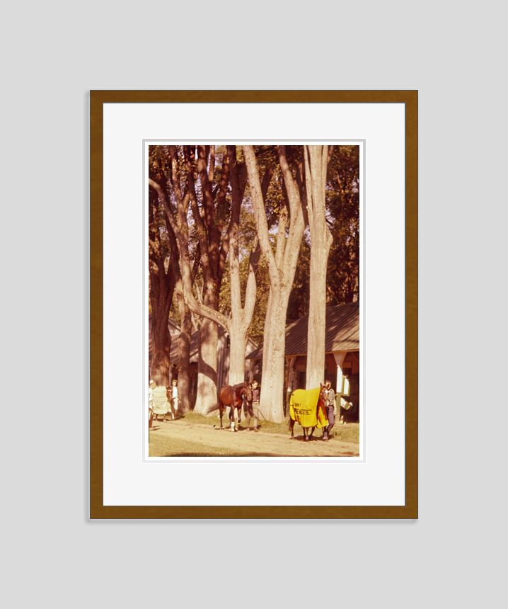 Horses And Stable Lads By Toni Frissell Oversize Archival Pigment Print Framed In Brown