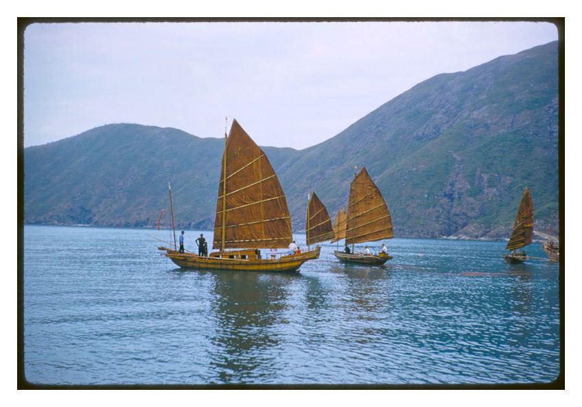 Junks In Hong Kong Harbour By Toni Frissell Oversize Archival Pigment Print Framed In Black photo furniture