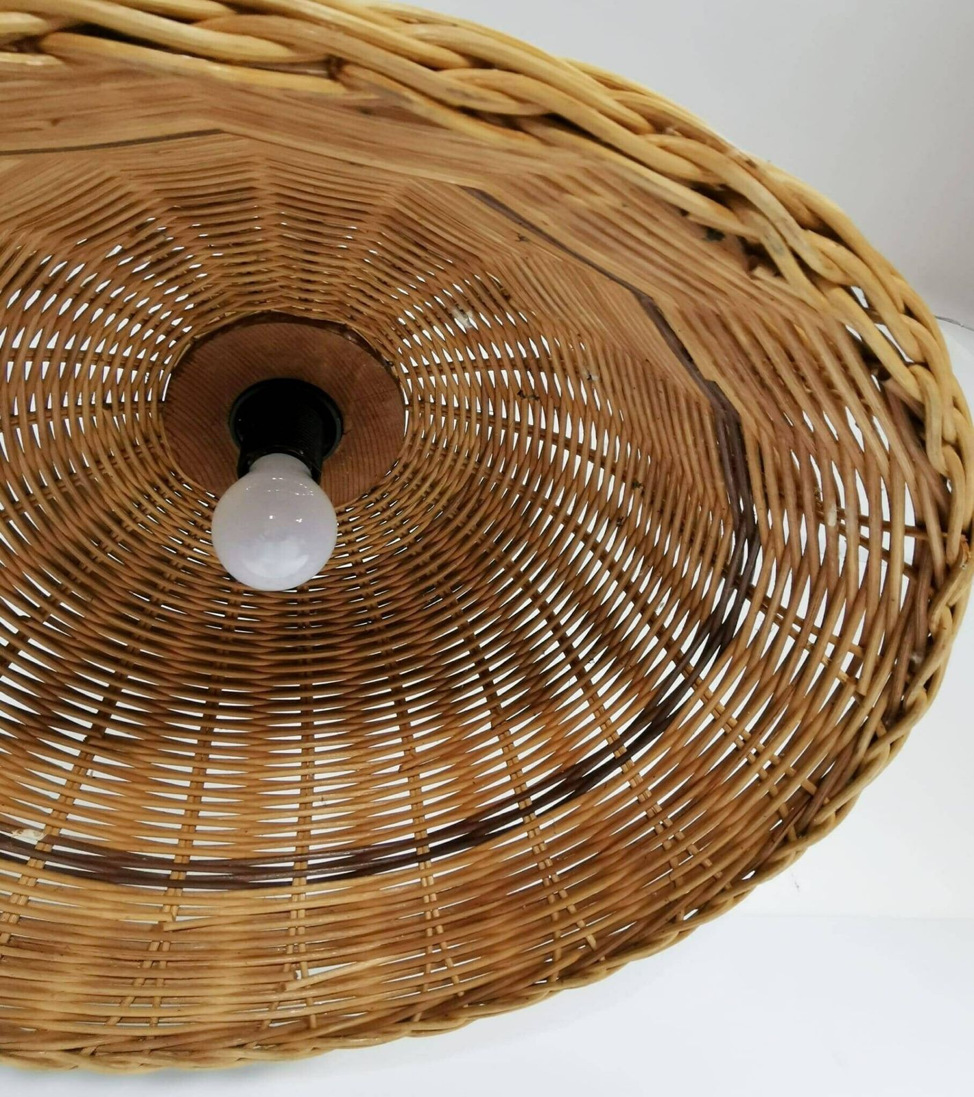 Bambus Rattan Wooden Mid Century Chandelier 1960s photo buy