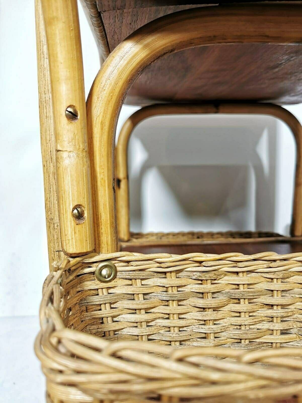 photo furniture Midcentury Bamboo & Rattan Bar Cart, Italy 1950s
