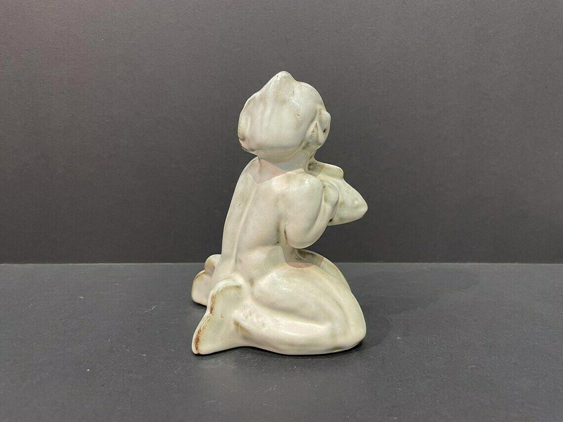 Maggie Wibom For Gefle Ceramics, White Art Deco Figurine, Mermaid, Signed, Swedish 1930s photo for sale