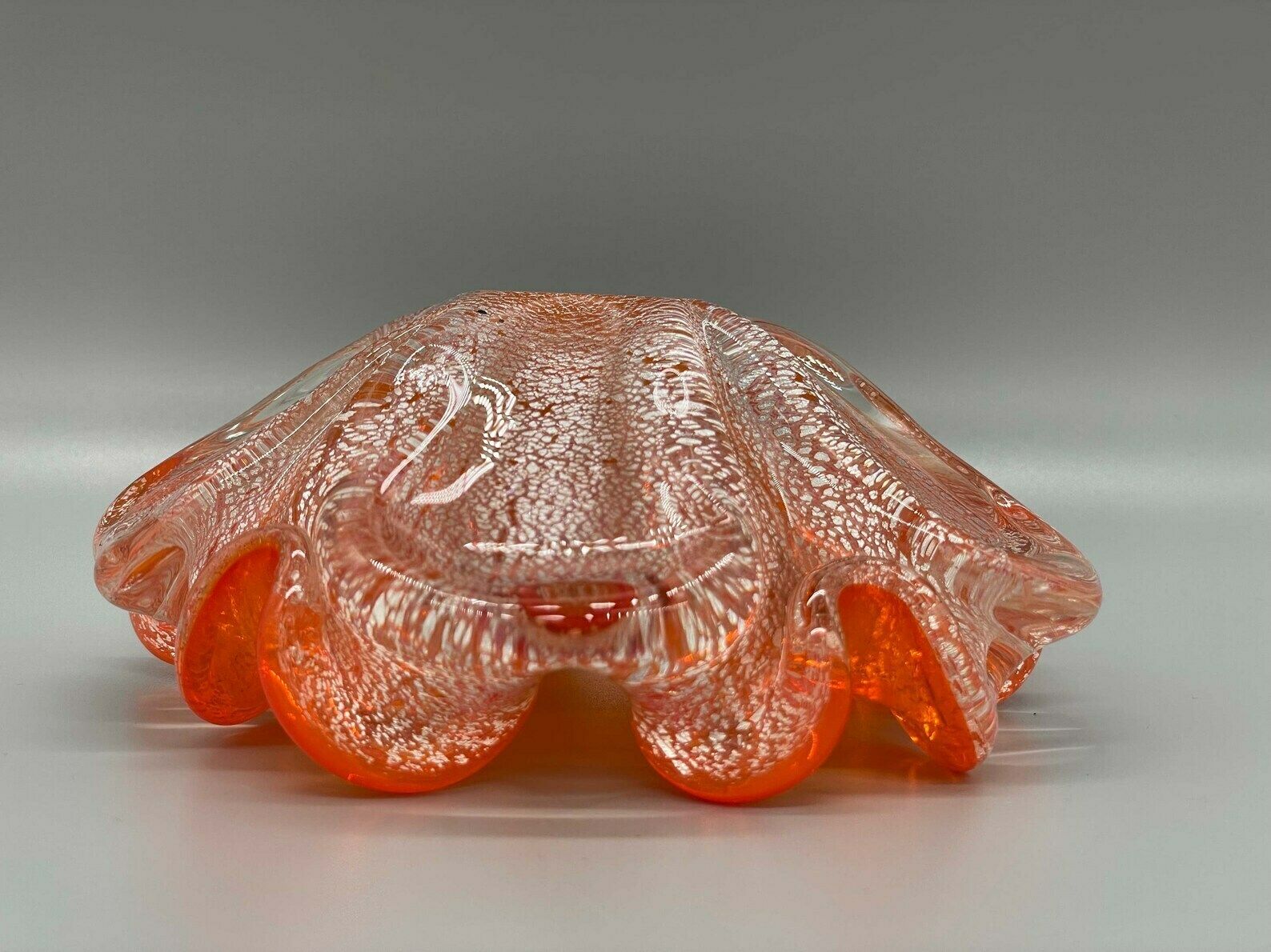 Orange Ashtray Silver Foil Barovier & Toso Murano 1960s photo vinterior