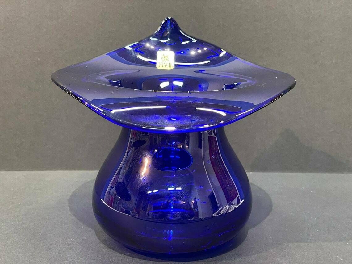 Very Nice Cobalt Blue Studio Glass Vase, Hand Blown, Erwin Eisch, Frauenau, Signed, Germany, 1990s photo furniture