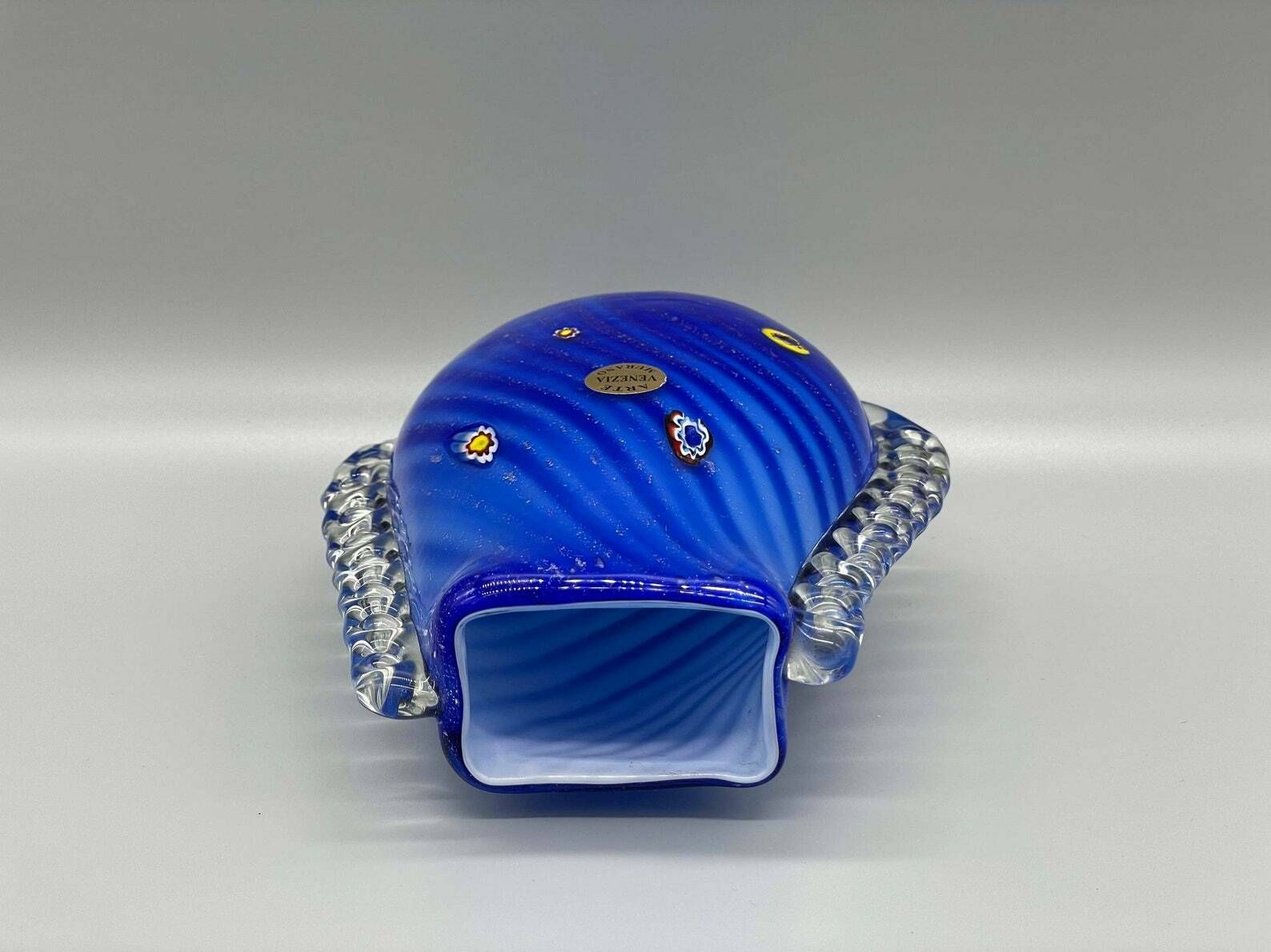 Impressive Rare Blue Murrine Vase From Murano, Barovier & Toso, 1950s photo vinterior