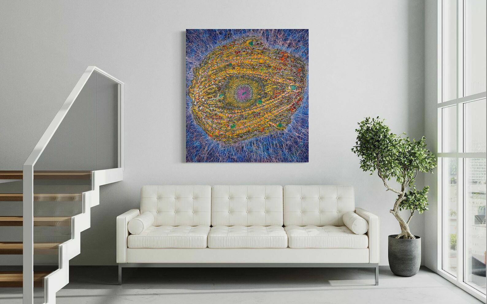 Eye Of God, Alexander Charistos, Signed, Oil On Canvas 2001 photo Art